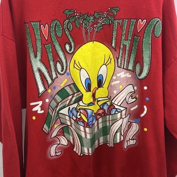 Vintage Womens 1997 Tweety Bird Looney Tunes Size 22/24W Christmas Sweatshirt - Picture 2 of 8